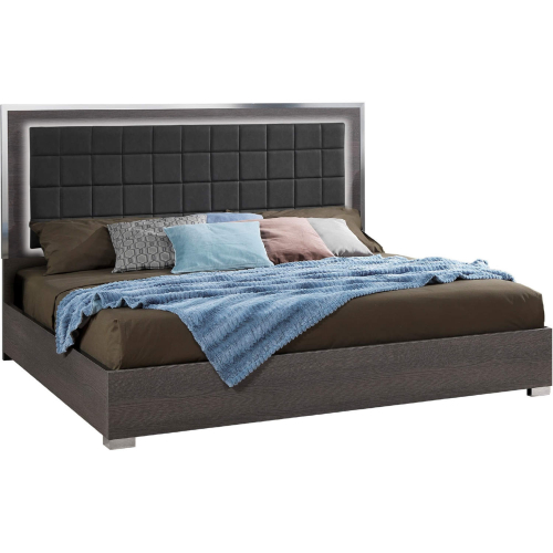 Alice Queen Bed in Matte Gray Finish & Chrome